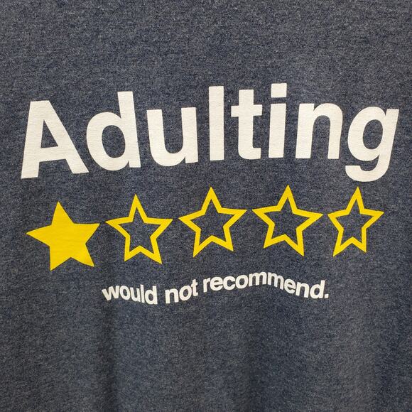 DOM Shirt Mens 3XL Adulting Would Not Recommend Blue Graphic Crew Neck Funny Top - Picture 3 of 6